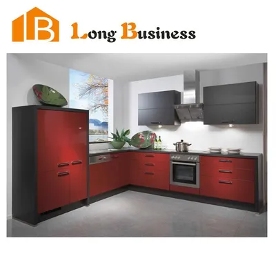 European Style Framelss Melamined Particle Board Kitchen Cabinet (LB-JX1105)