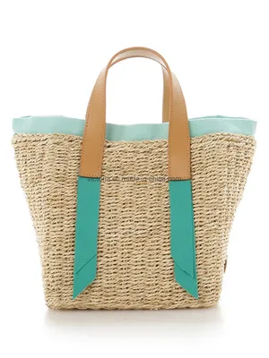 Natural Straw Woven Tote Beach Basket