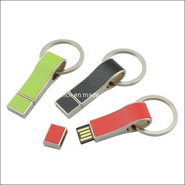 Metal USB Drive with Leather Embed