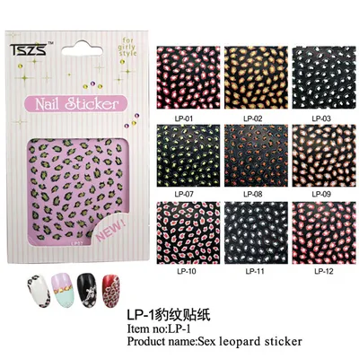 Glitter Leopard Design Nail Decorative Decals Seals Stickers