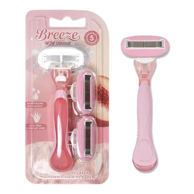 Long Handle Lady Razor 5-Blade Manual Shaver Fwith Anti-Slip Handle Grip