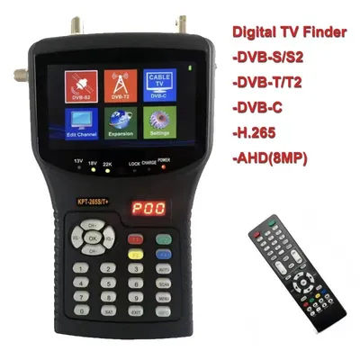 Kpt-265s/T+ Satellite Finder 4.3inch Digital Combo DVB-S/S2/T/T2/C Ahd 8MP for CCTV Signal Tester