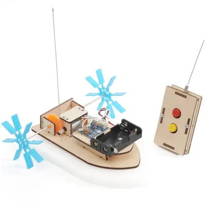 Wireless Remote Control Ship Kit Children DIY Stem Creative Scientific Programming Technology Learning Wooden Steam Educational Toy