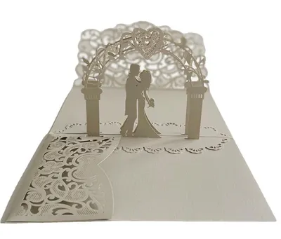 Custom Printing Laser Cut 3D Handmade Pop up Wedding Invitation Card with Envelope