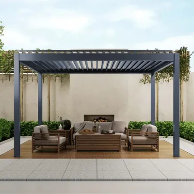 Outdoor Waterproof Motorized Louvered Pergola Aluminium Pergola