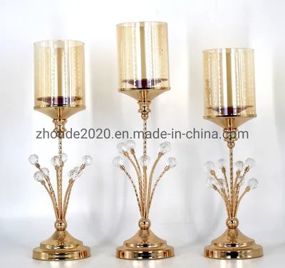 New Upscale Simple Style Wedding Centerpiece Tall Crystal Candle Holder for Party Home