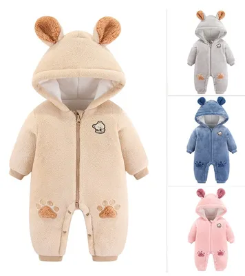 Winter Clothes for Baby Rompers Suit Flannel Fleece Cute Bear