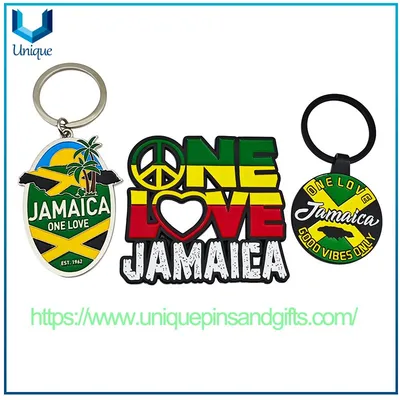 Custom-Designed Shape Logo Jamaican Tourism Souvenir Metal Keychain Refrigerator Magnet