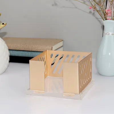 Desktop Metal Office Note Memo Card Holder Acrylic Gold Sticky Note Holder