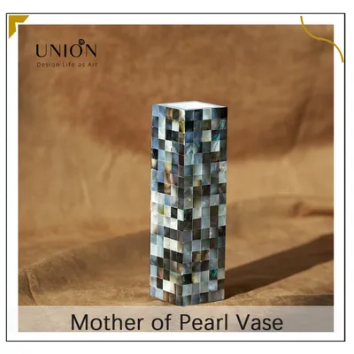 Mother of Pearl Tile Vase Home Decor Gift Flower Pot Black Tahiti Shell Decor