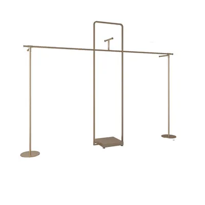 High End Rose Gold Boutique Display Fixtures Custom Clothing and Handbag Shelving Systems