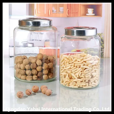 Set Glass Storage Jar with Metal Lid / Kitchen Glass Jar