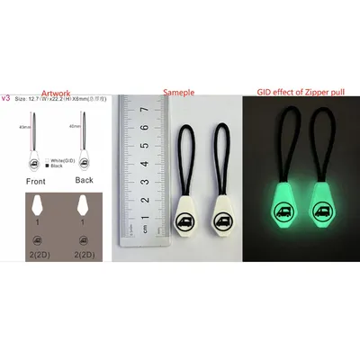 Custom Design Logo Soft PVC Zipper Sliders Slider and Puller Pulls Logo Pullers Charms for Jacket