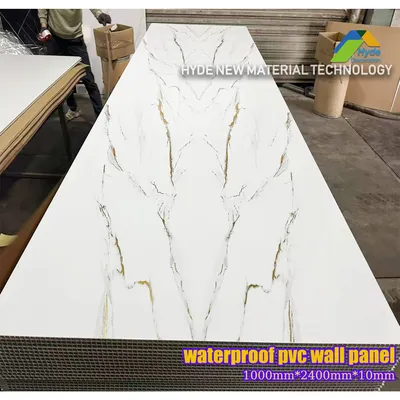 1m Wide White Marble PVC Wall Covering Panel Bathroom Wet Shower Room Board With Tongue And Groove