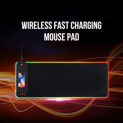 15W Customized Larger Size Wireless Charging RGB Mouse Pads with Waterproof Fabric