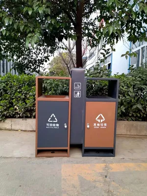 High Quality Commercial Galvanized Metal Trash Can Dustbin Stainless Steel Outdoor Waste Bin