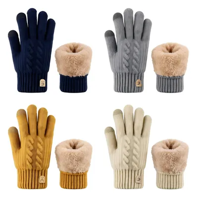Custom Winter Cable Knit Gloves, Thick Fleece Lined Touchscreen Warm Gloves for Unisex
