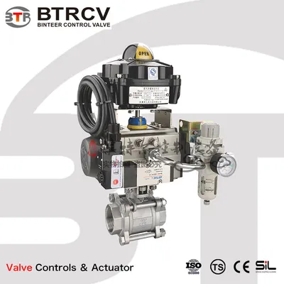 Thread G 3 Pieces Stainless Steel Pneumatic Actuated Actuator Ball Valve