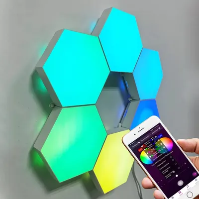 White Hexagon Aurora Canvas Panel Light Quantum Hexagonal Modular Lamp Christmas Decoration LED