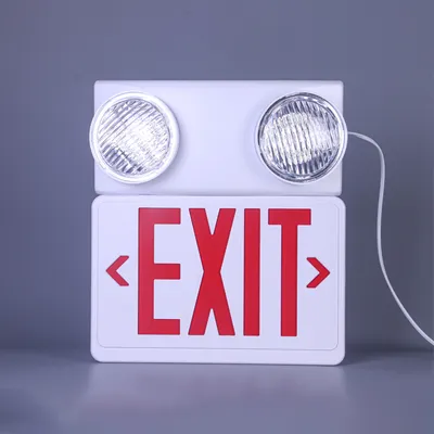 Automatic Lighting Fire Alarm System Exit Sign Rechargeable Dual Head ABS Material LED Emergency Light