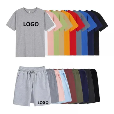 High Quality Summer Jogger Custom Logo Cotton Mens Shorts and T Shirt Sets Unisex 2 Piece Set Shorts Set for Women