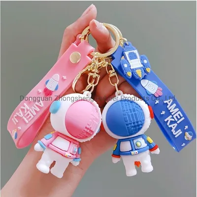 China Supply 3D Cute Spaceman Soft PVC Plastic Keychain