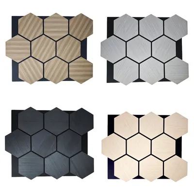 Factory Price Hexogan Slotted Wood Acoustic Absorption Panel Slats Acoustical Board