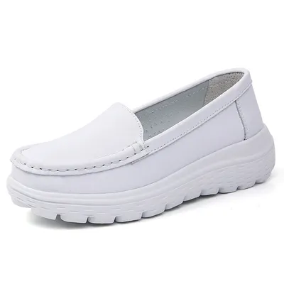 Soft Split Leather Non Slip Platform Hospital Work Comfortable Nurse Scrubs Shoes