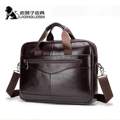 Bf2315 Cowhide Retro Laptop Computer Bag Large Capacity Genuine Leather Men's File Bag Briefcase for Men