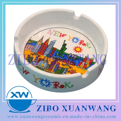10cm Ceramic Ashtray with Carton New York Park Printing for Souvenir Ashtray