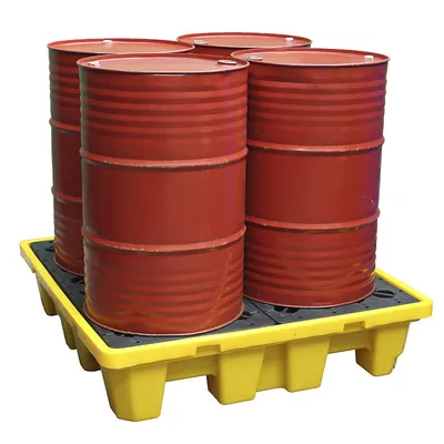 4 Drum Plastic Spill Containment Pallet with Drain Plug