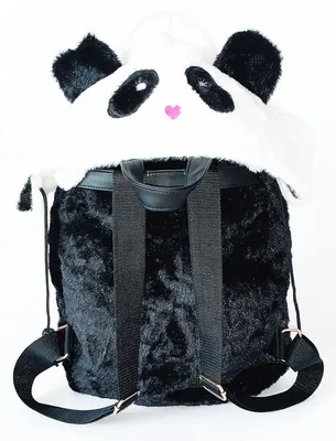 Warm Plush Backpack with Panda Cap for Children Outdoor Backpack