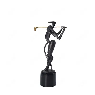 Modern Abstract Bronze Golf Player Sculpture for Decor or Trophy