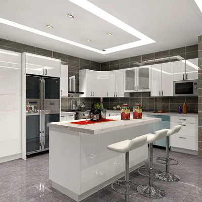 Modern White High Glossy Lacquer 2 PAC Baking Varnish Kitchen Cabinet