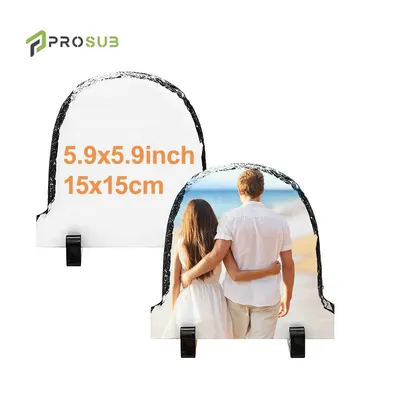 Prosub Blank Sublimation Rock Slate Photo Frame - DIY Custom Photo Stone Plaque with Display Stands, Plain Slate Blanks for Heat Press