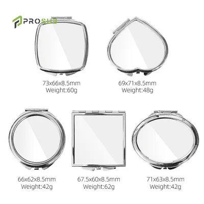 Prosub Blank Sublimation Pocket Mirror - DIY Custom Folding Compact Makeup Mirror, Double-Sided Metal Hand Mirror Blanks for Heat Press