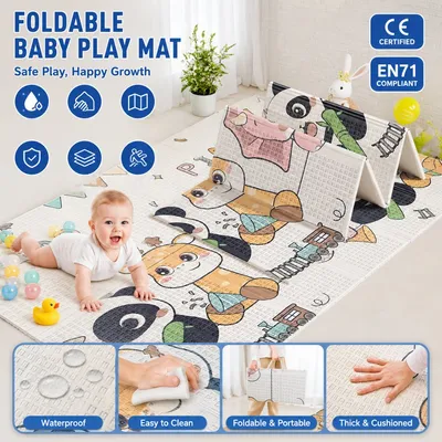 Anti Slip Waterproof Baby Play Mat XPE Foam Reversible for Toddler Activity