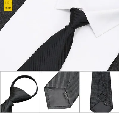 Custom Luxury Formal Business Jacquard Knot Free Lazy Zipper Polyester Tie Necktie for Man