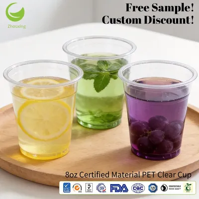 8oz Beverage Food Container Premium Clear Disposable Plastic Drinking Bubble Tea Cup