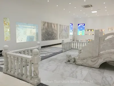 Lobby White Marble Inlay Flooring Corner Designs