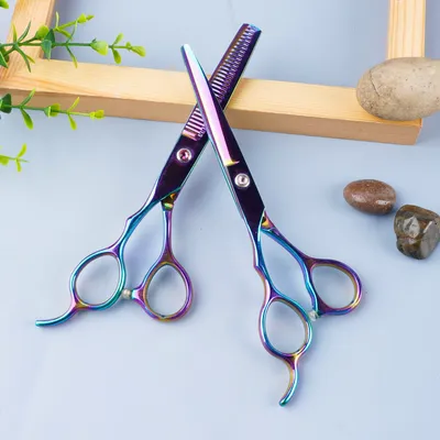 Hot Selling 5/5.5/6/7 Inches Colorful Stainless Steel Trimming Hair Shears Barber Scissors