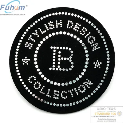 Custom Sparkling Luxury Embossed Rhinestone Heat Transfers Silicone Patch for T-Shirts Clothing