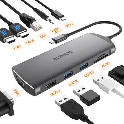 Portable 11 in 1 USB-C Hub for USB-C Ported Laptops