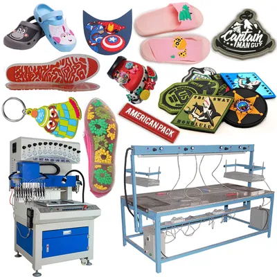Automatic Mat Dispensing Mold Liquid 3D Silicone Sole Shoe Clothing Logo Soft Plastic Injection Molding PVC Products Label Rubber Patch Keychain Making Machine