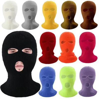 3 Hole Winter Knitted Mask Outdoor Sports Ski Mask Warm Knit Balaclava
