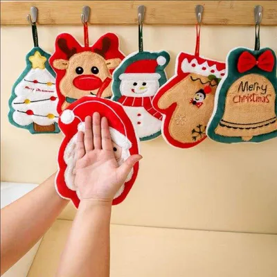 Microfiber Christmas Absorbent Hand Towel Christmas Holiday Kitchen Hanging Hand Towel