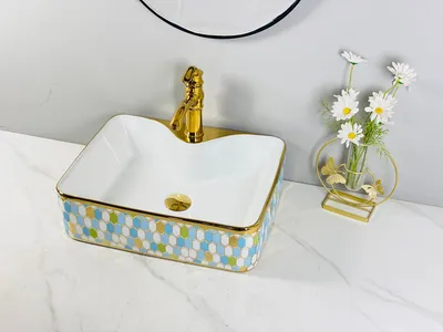 Modern Ceramic Bathroom Sink with Elegant Faucet Design Wash Basin