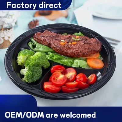 Wholesale Disposable PP Material Plastic 9 Inch Plate Convenient Meal Portioning Food Service Tableware for Restaurant