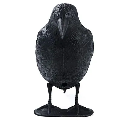Full Body Plastic Crow Decoy for Hunting, Black Flocked Crow Decoy for Halloween Decor Yard Garden Decoration