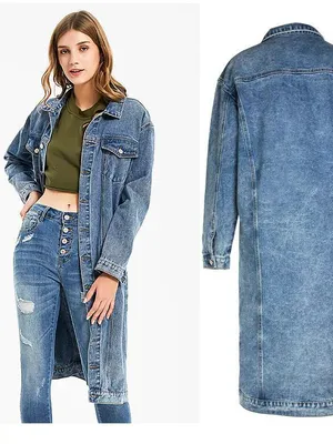 Hot Selling Long Denim Jacket for Women New Style Washed Retro Slim Fashion Denim Top